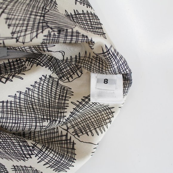 Lela Rose Silk Plaid Tiered A Line Skirt Black White Gray Knee Length SZ 8 - Picture 11 of 12